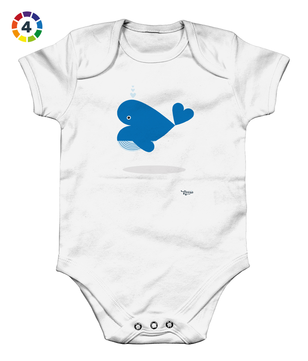 Wilber Whale Baby Grow White