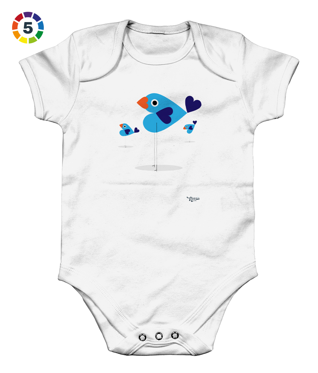 Blue Bird Baby Grow White